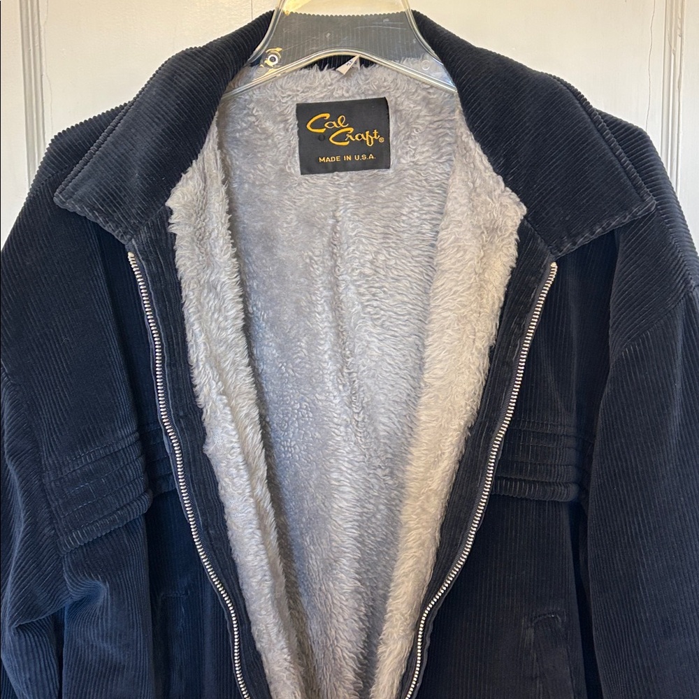 Vintage Cal Craft corduroy Bomber Black and Gold Label Jacket/Navy Blue - Picture 4 of 5
